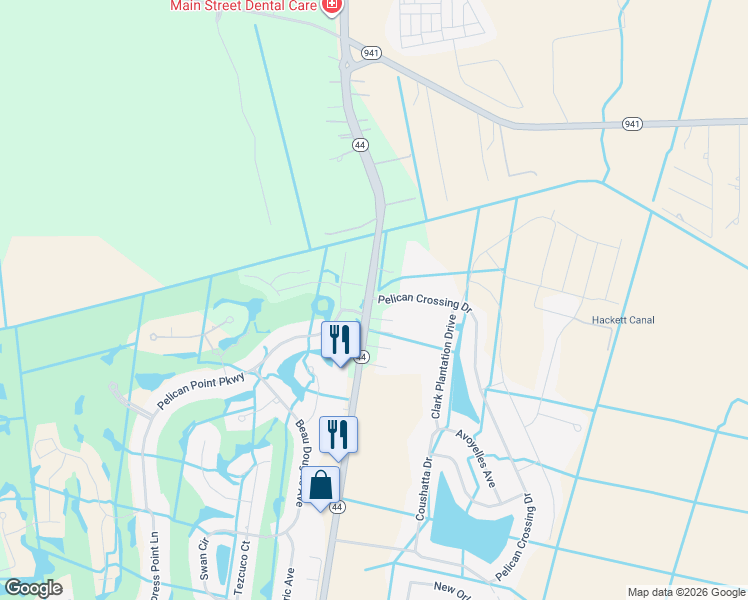 map of restaurants, bars, coffee shops, grocery stores, and more near 40023 Pelican Point Parkway in Gonzales