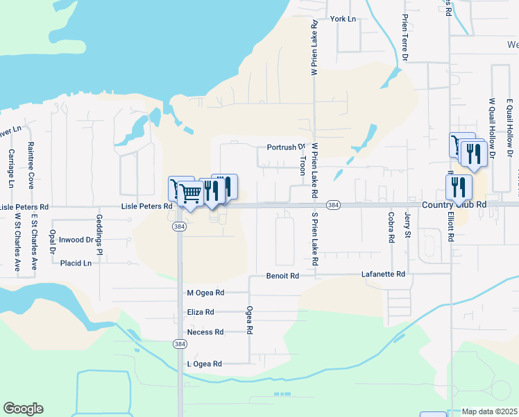 map of restaurants, bars, coffee shops, grocery stores, and more near 4908 West Westridge Park Drive in Lake Charles