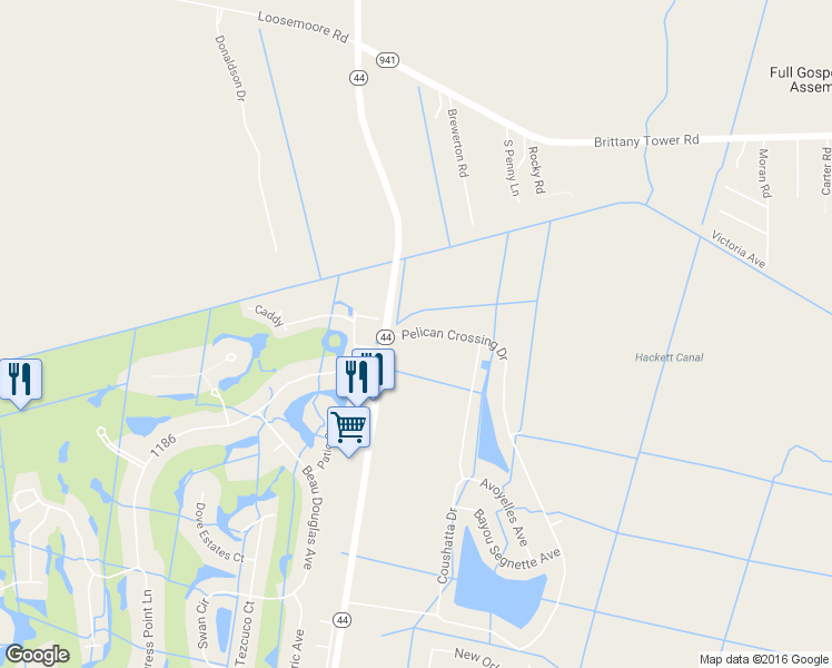 map of restaurants, bars, coffee shops, grocery stores, and more near 7129 Pelican Crossing Drive in Gonzales