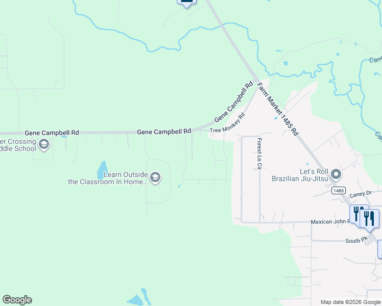 map of restaurants, bars, coffee shops, grocery stores, and more near 22322 Gene Campbell Rd in New Caney