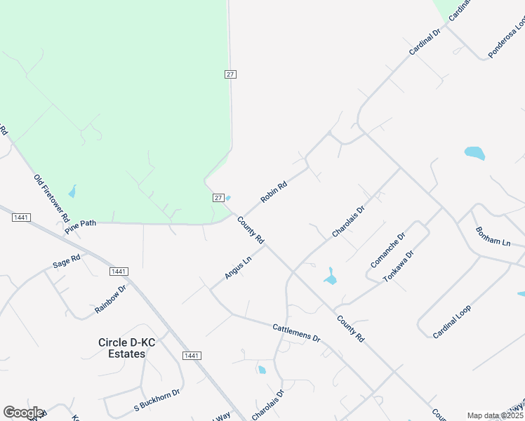 map of restaurants, bars, coffee shops, grocery stores, and more near 101 Robin Road in Bastrop