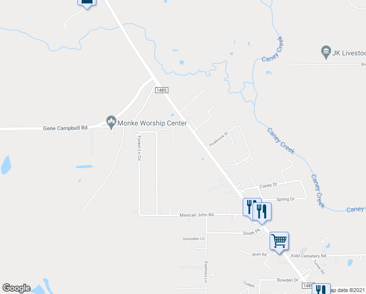 map of restaurants, bars, coffee shops, grocery stores, and more near 19130 Farm to Market 1485 in New Caney