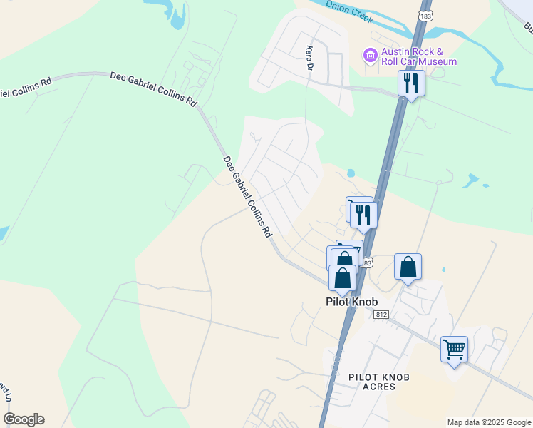 map of restaurants, bars, coffee shops, grocery stores, and more near 8307 McKamy Drive in Austin