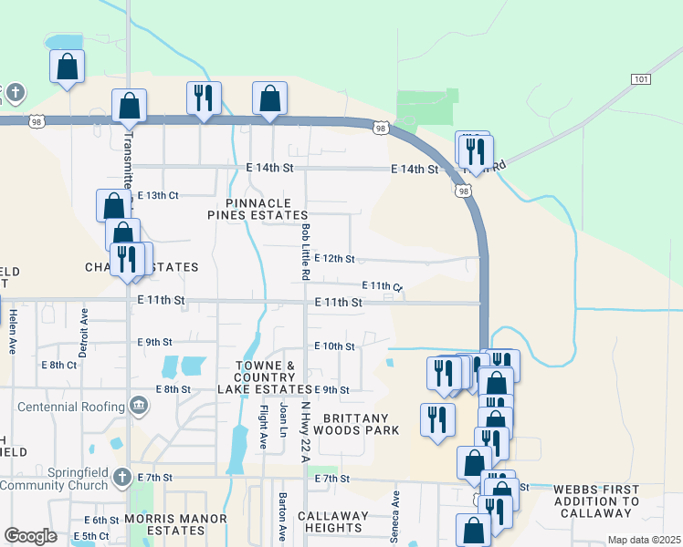 map of restaurants, bars, coffee shops, grocery stores, and more near 5110 East 11th Court in Panama City