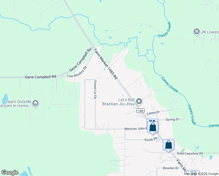 map of restaurants, bars, coffee shops, grocery stores, and more near 19130 Farm to Market 1485 in New Caney
