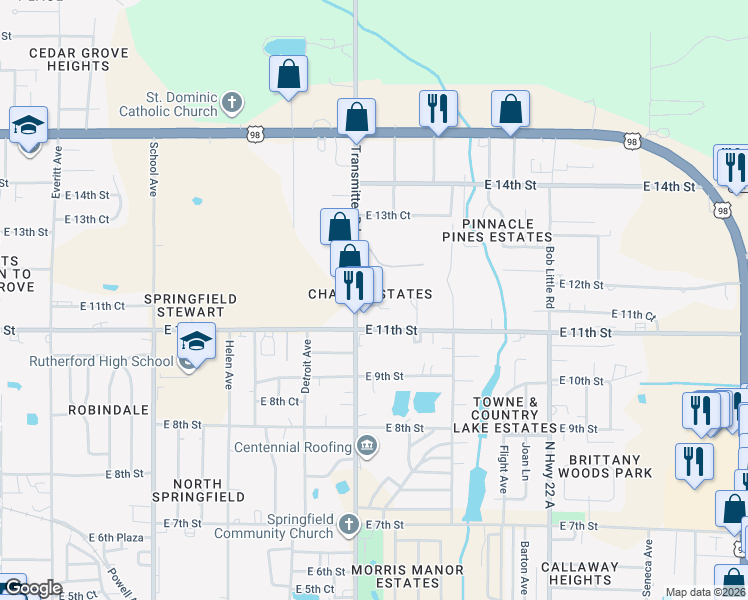map of restaurants, bars, coffee shops, grocery stores, and more near 1111 Wave Avenue in Panama City