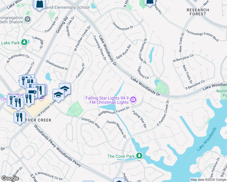 map of restaurants, bars, coffee shops, grocery stores, and more near 43 West Wedgewood Glen in Spring