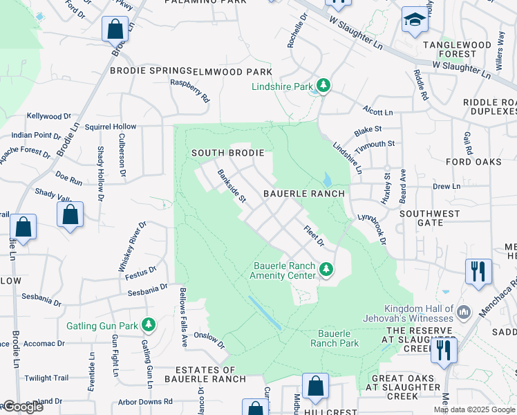 map of restaurants, bars, coffee shops, grocery stores, and more near 3305 Lynnbrook Drive in Austin