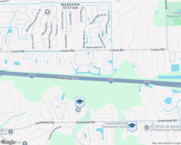 map of restaurants, bars, coffee shops, grocery stores, and more near 11260 Southington Place in Jacksonville