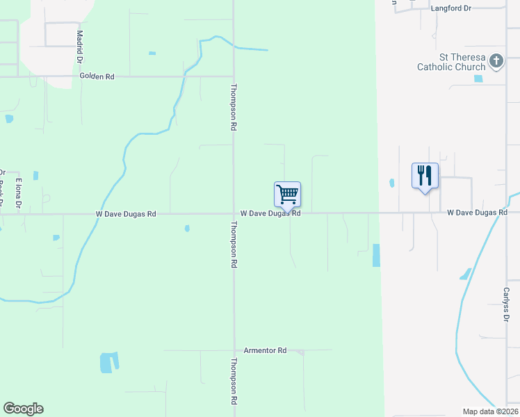 map of restaurants, bars, coffee shops, grocery stores, and more near 1205 West Dave Dugas Road in Sulphur