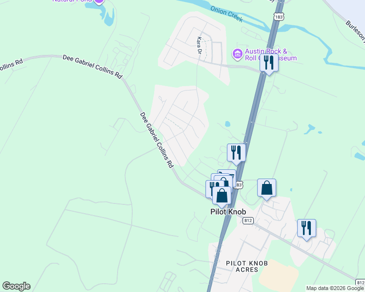 map of restaurants, bars, coffee shops, grocery stores, and more near 8304 Greyhawk Cove in Austin