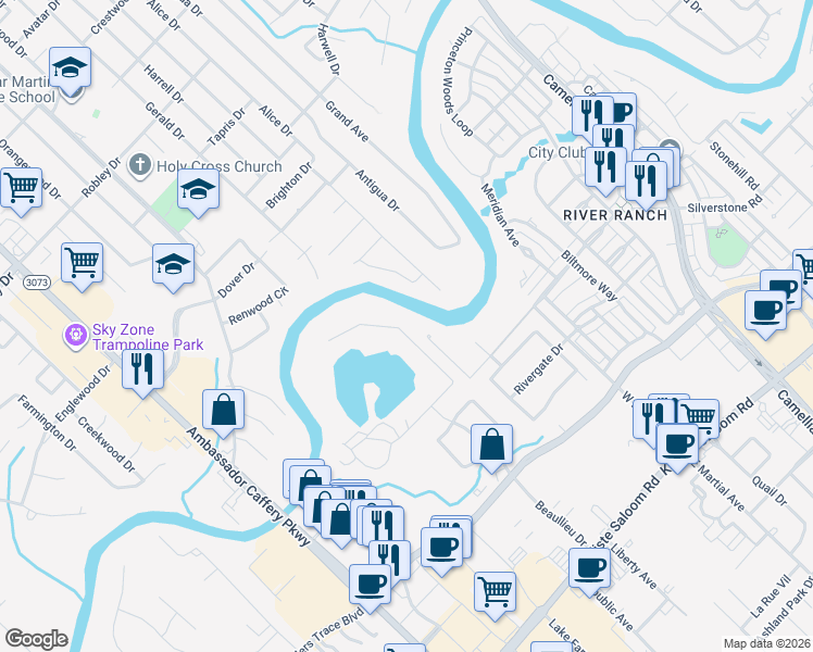 map of restaurants, bars, coffee shops, grocery stores, and more near 530 Beaullieu Drive in Lafayette