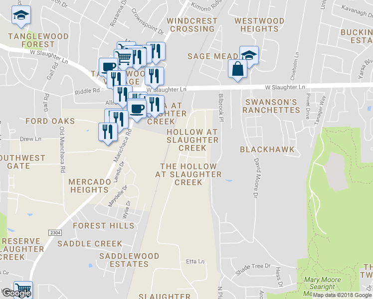 map of restaurants, bars, coffee shops, grocery stores, and more near 10036 Wading Pool Path in Austin