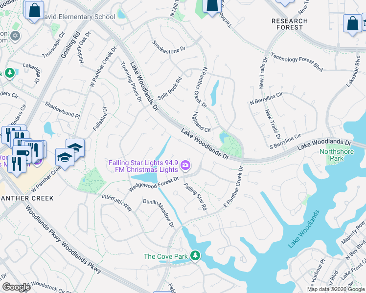 map of restaurants, bars, coffee shops, grocery stores, and more near 15 Twelve Pines Court in Spring