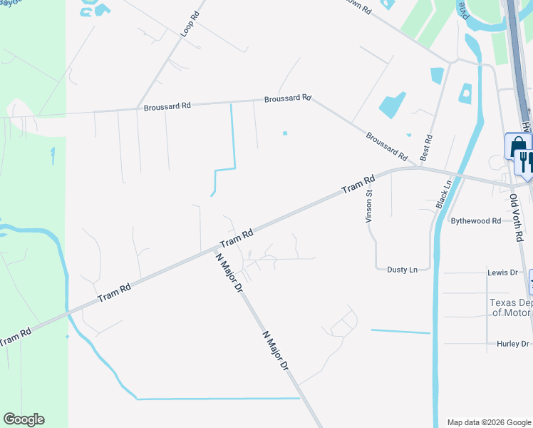 map of restaurants, bars, coffee shops, grocery stores, and more near 7880 Tram Road in Beaumont