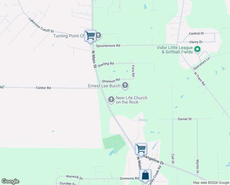 map of restaurants, bars, coffee shops, grocery stores, and more near 3158 North Main Street in Vidor
