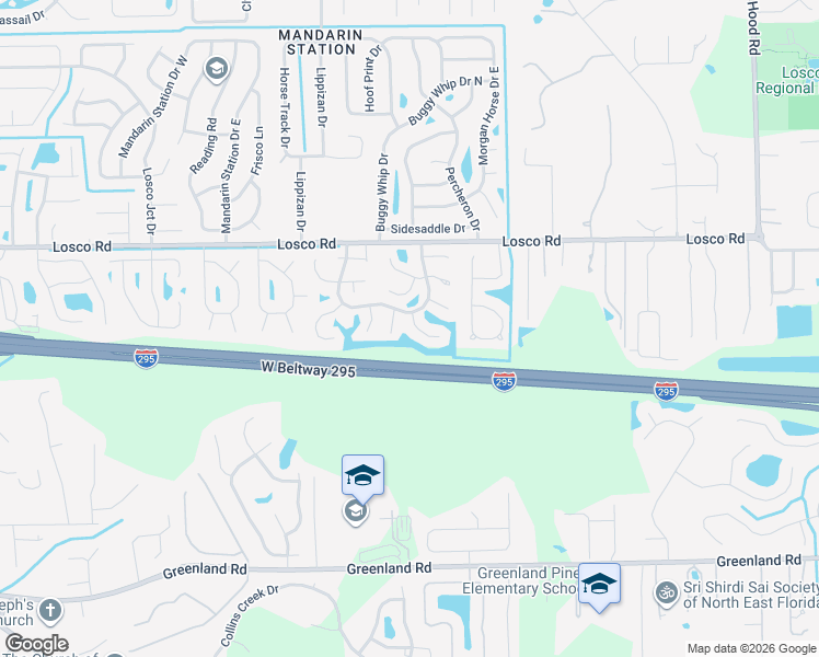 map of restaurants, bars, coffee shops, grocery stores, and more near 11260 Southington Place in Jacksonville