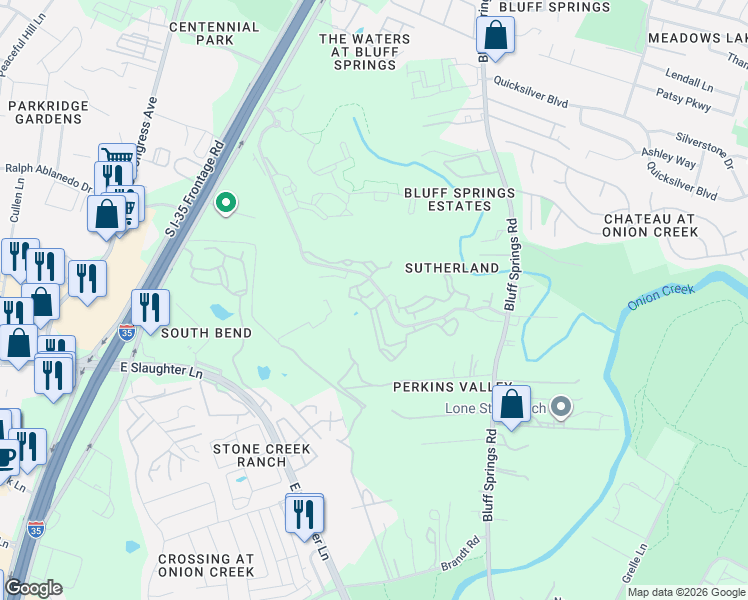 map of restaurants, bars, coffee shops, grocery stores, and more near 2205 Brockman Lane in Austin