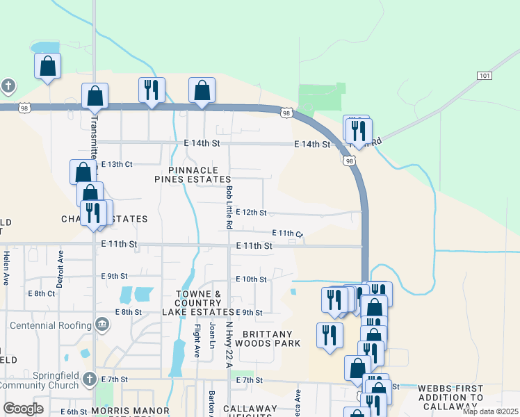 map of restaurants, bars, coffee shops, grocery stores, and more near 5107 East 12th Street in Panama City