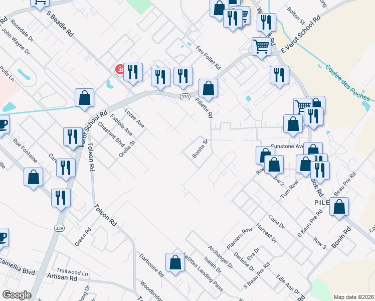 map of restaurants, bars, coffee shops, grocery stores, and more near 111 Barracuda Street in Lafayette