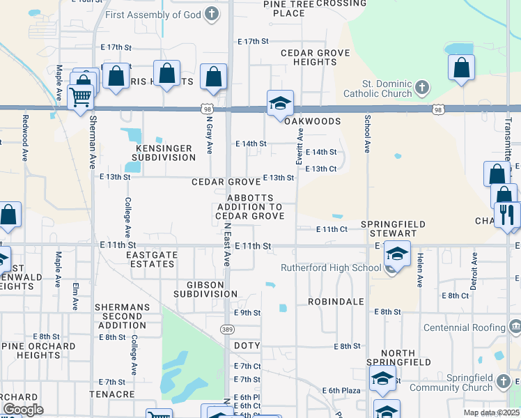 map of restaurants, bars, coffee shops, grocery stores, and more near 2744 East 12th Street in Panama City