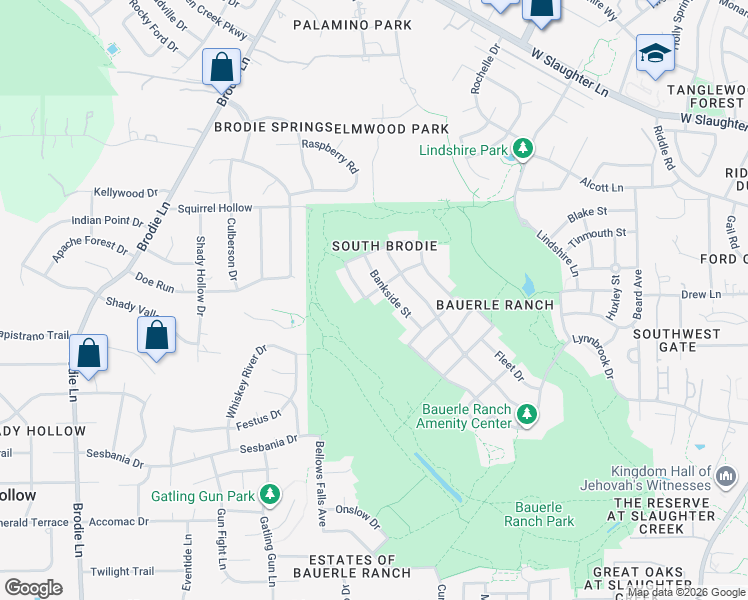 map of restaurants, bars, coffee shops, grocery stores, and more near 3505 Fitzroy Avenue in Austin