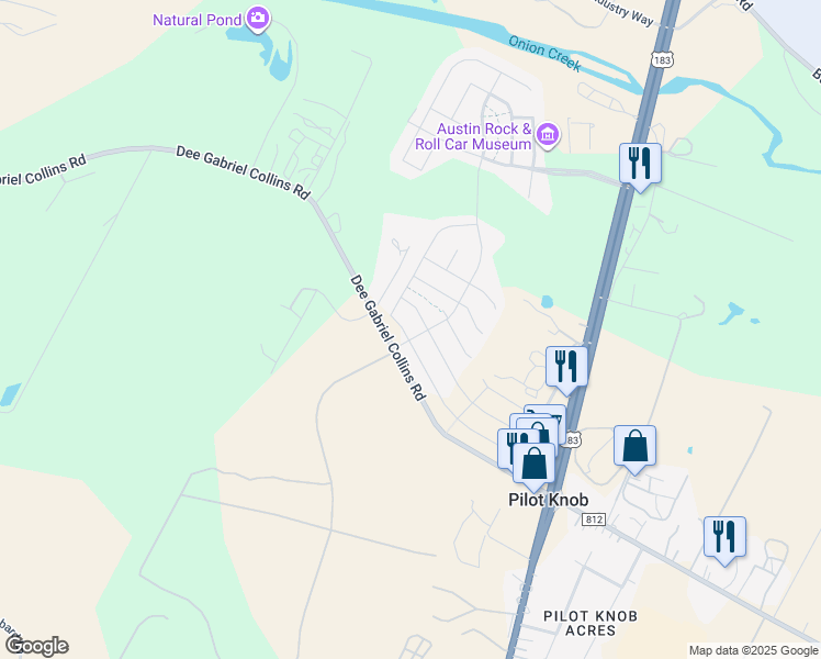 map of restaurants, bars, coffee shops, grocery stores, and more near 8205 Cottage Rose Drive in Austin