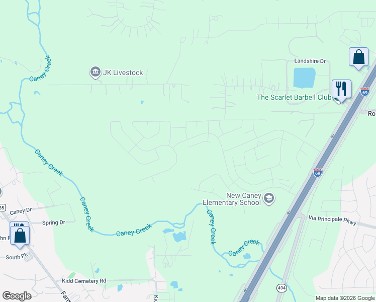 map of restaurants, bars, coffee shops, grocery stores, and more near 23100 Windwood Forest Drive in New Caney