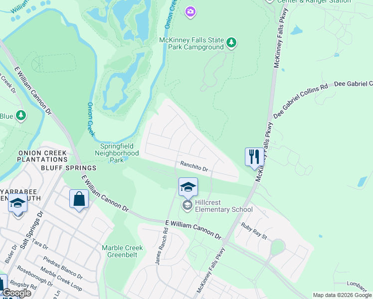 map of restaurants, bars, coffee shops, grocery stores, and more near 6813 Loretta White Lane in Austin