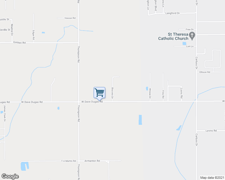 map of restaurants, bars, coffee shops, grocery stores, and more near Biscotti Drive in Sulphur