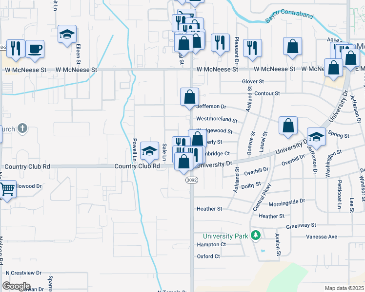 map of restaurants, bars, coffee shops, grocery stores, and more near 4840 Lake Street in Lake Charles