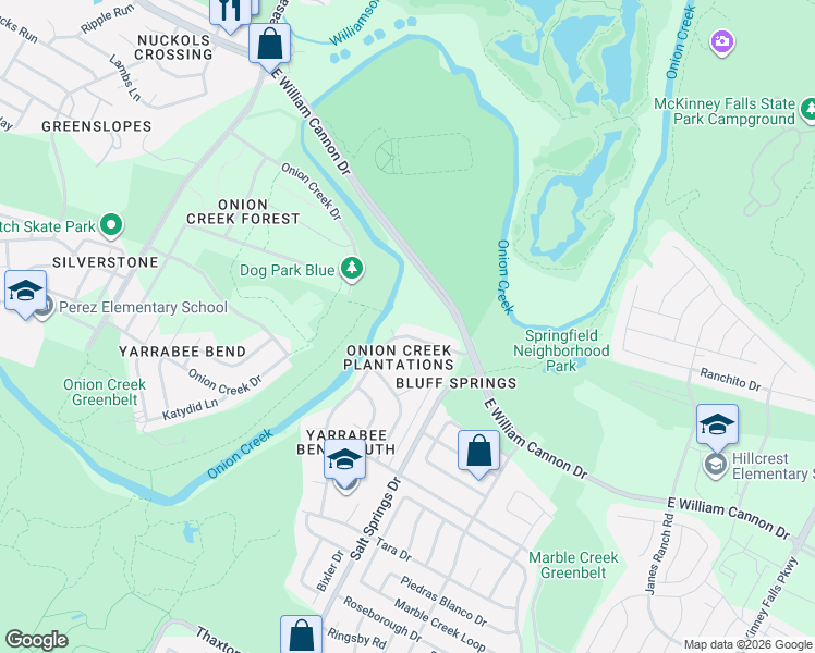 map of restaurants, bars, coffee shops, grocery stores, and more near 7103 Foy Circle in Austin