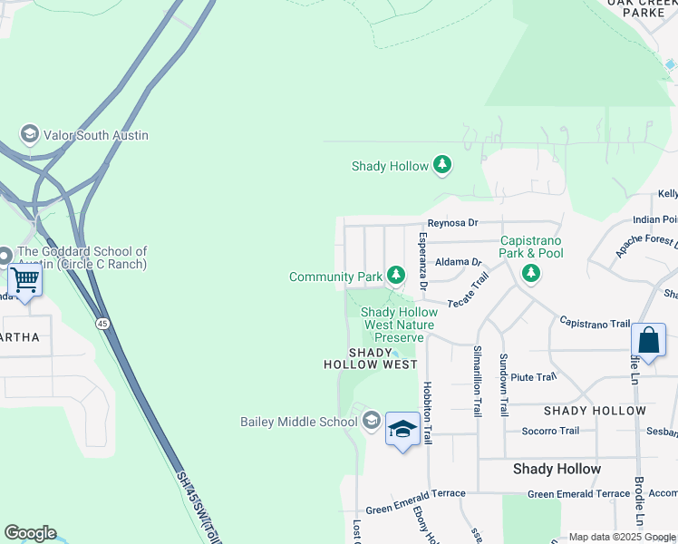 map of restaurants, bars, coffee shops, grocery stores, and more near 4413 Lost Oasis Hollow in Austin