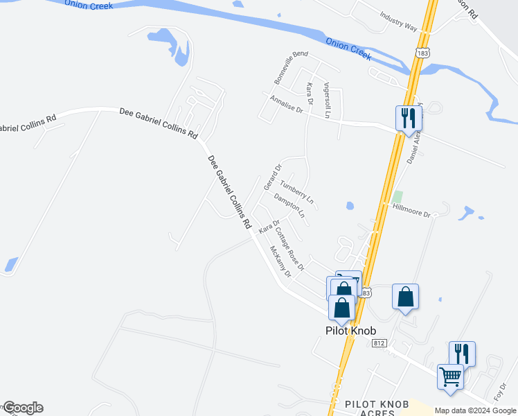 map of restaurants, bars, coffee shops, grocery stores, and more near 6101 Gerard Drive in Austin