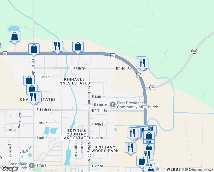 map of restaurants, bars, coffee shops, grocery stores, and more near 1231-1299 Hammonds Drive in Panama City
