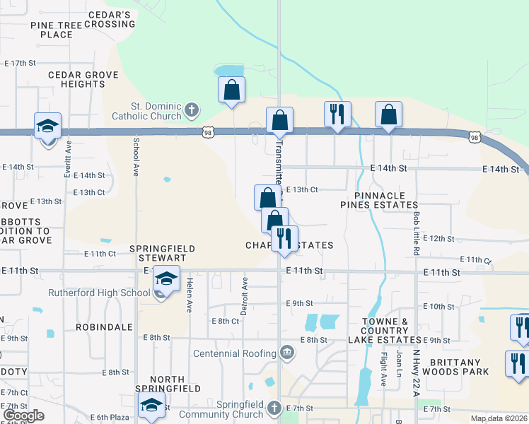 map of restaurants, bars, coffee shops, grocery stores, and more near 1225 Transmitter Road in Panama City