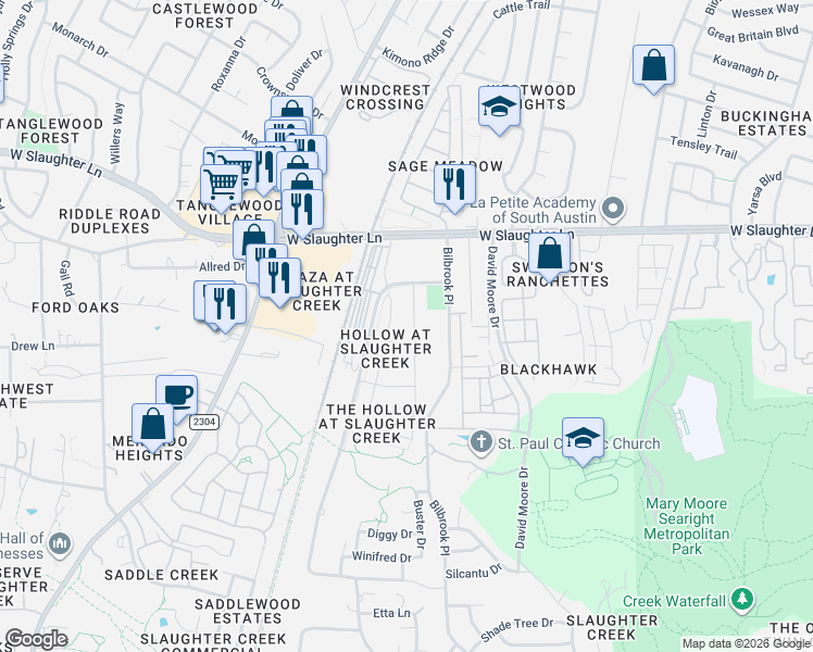 map of restaurants, bars, coffee shops, grocery stores, and more near 9937 Aly May Drive in Austin
