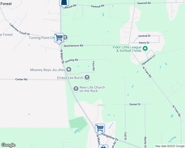 map of restaurants, bars, coffee shops, grocery stores, and more near 290 Shannon Road in Vidor