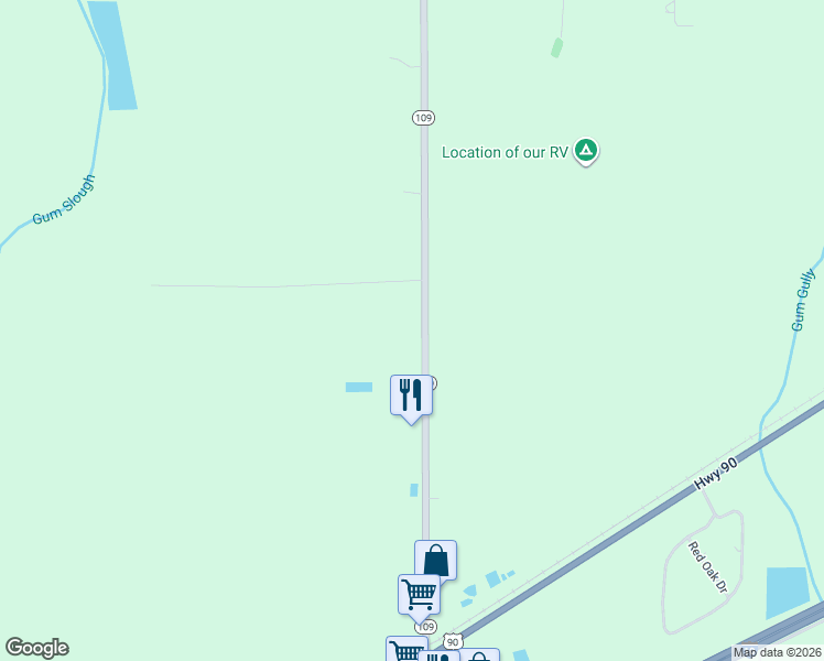 map of restaurants, bars, coffee shops, grocery stores, and more near 2205 Louisiana 109 in Vinton