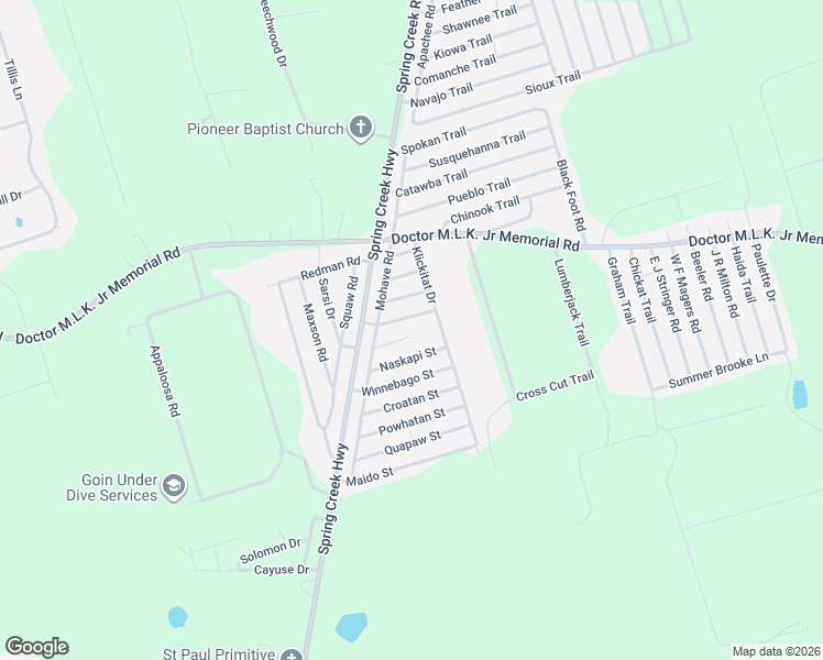 map of restaurants, bars, coffee shops, grocery stores, and more near 30 Menomini Street in Crawfordville