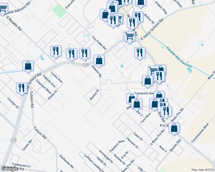 map of restaurants, bars, coffee shops, grocery stores, and more near 807 Fox Run Avenue in Lafayette