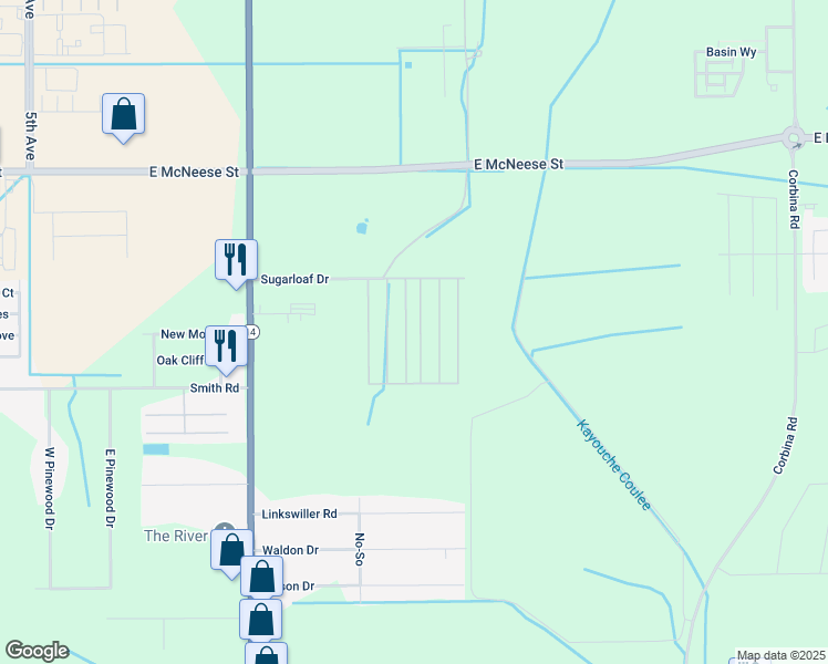 map of restaurants, bars, coffee shops, grocery stores, and more near 2899 Sugarloaf Lane in Lake Charles