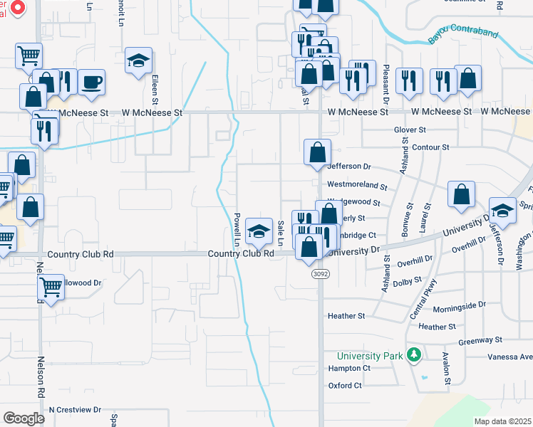 map of restaurants, bars, coffee shops, grocery stores, and more near 4601 Roger Street in Lake Charles