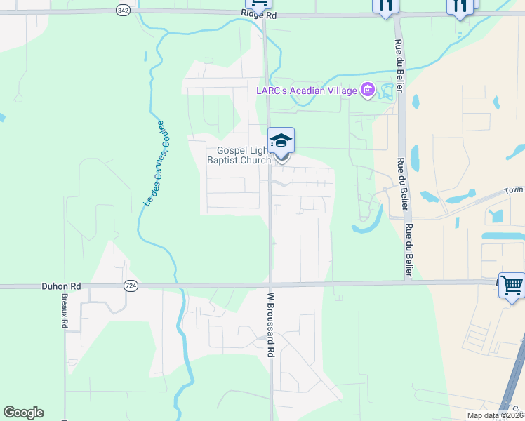 map of restaurants, bars, coffee shops, grocery stores, and more near 661 West Broussard Road in Lafayette