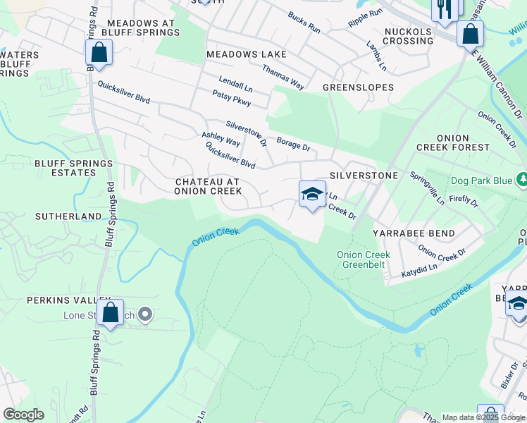 map of restaurants, bars, coffee shops, grocery stores, and more near 4701 Edge Creek Drive in Austin