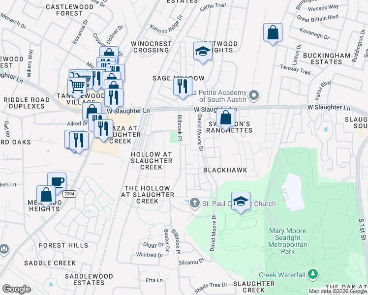 map of restaurants, bars, coffee shops, grocery stores, and more near 9708 Swansons Ranch Road in Austin