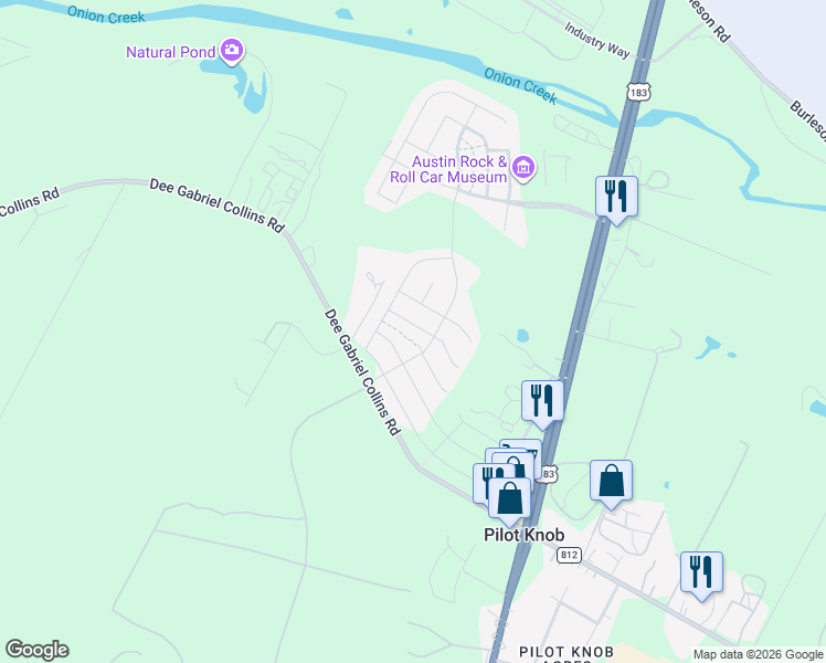 map of restaurants, bars, coffee shops, grocery stores, and more near 8101 Dampton Lane in Austin