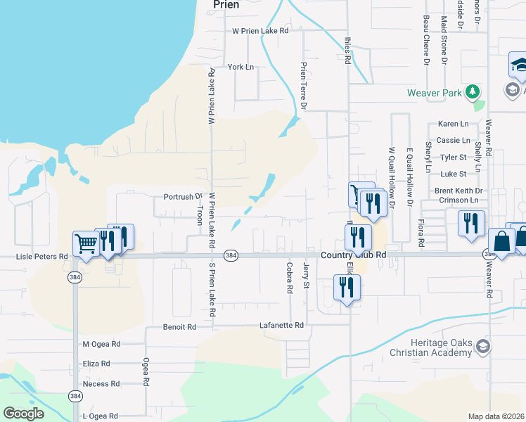 map of restaurants, bars, coffee shops, grocery stores, and more near 14 Fairway Dr in Lake Charles