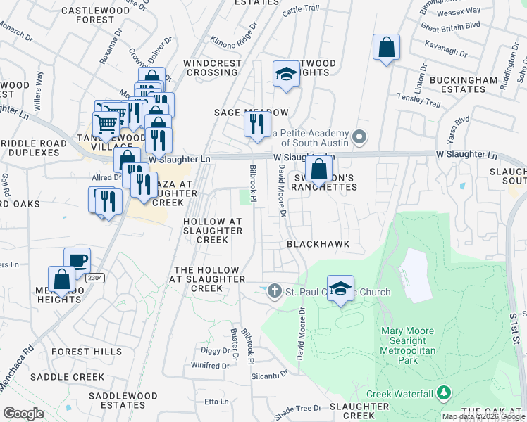 map of restaurants, bars, coffee shops, grocery stores, and more near 9708 Swansons Ranch Road in Austin