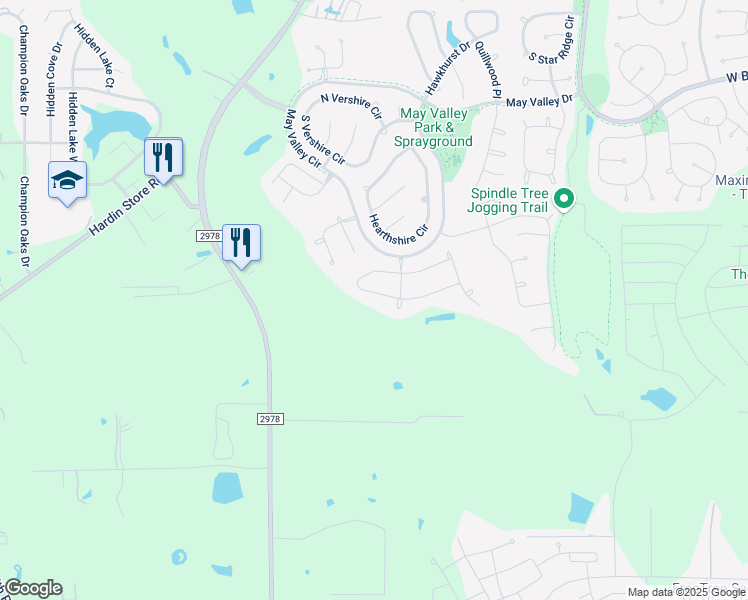 map of restaurants, bars, coffee shops, grocery stores, and more near 67 South Almondell Circle in The Woodlands